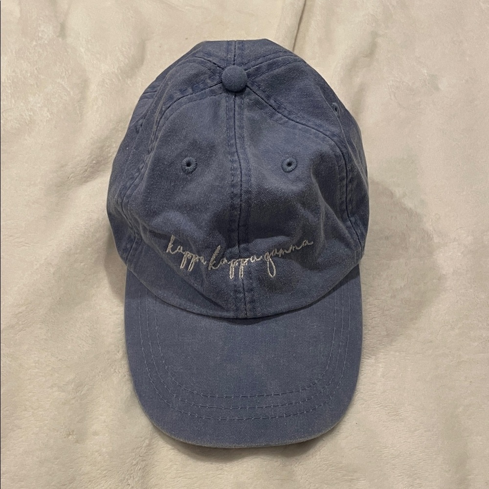 Kappa Kappa Gamma Embroidered Script Baseball Cap in Faded Blue